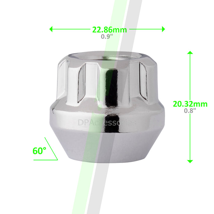 M12x1.5 Open End Bulge Acorn Locking Lug Nuts (3/4" and 13/16" Hex)