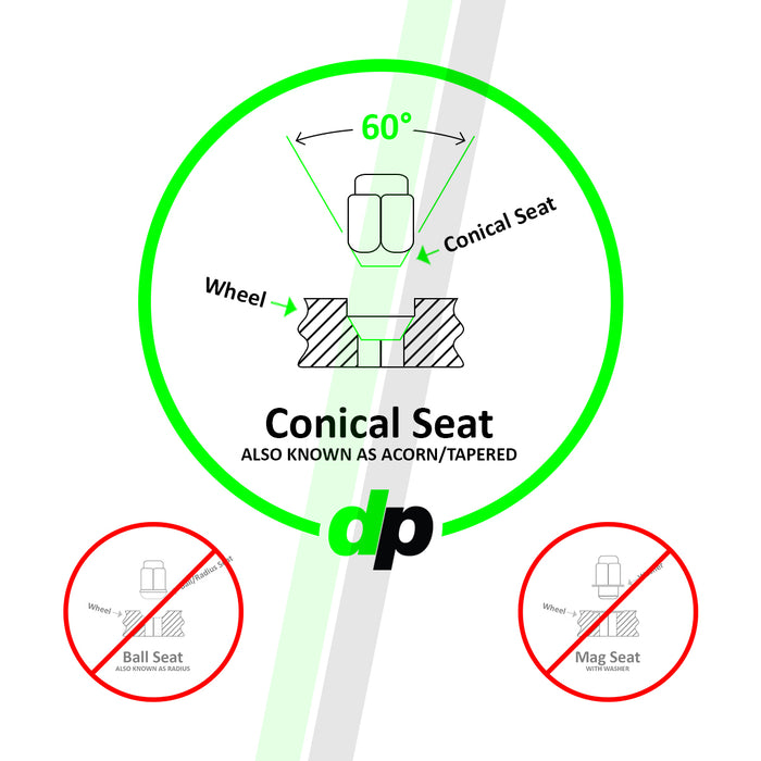 7/16"-20 Bulge Acorn Locking Wheel Lug Nuts (3/4" and 13/16" Hex)